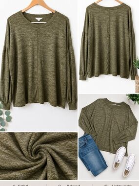Time and Tru Olive Green Soft Knit Sweater | Women's XXXL (22)